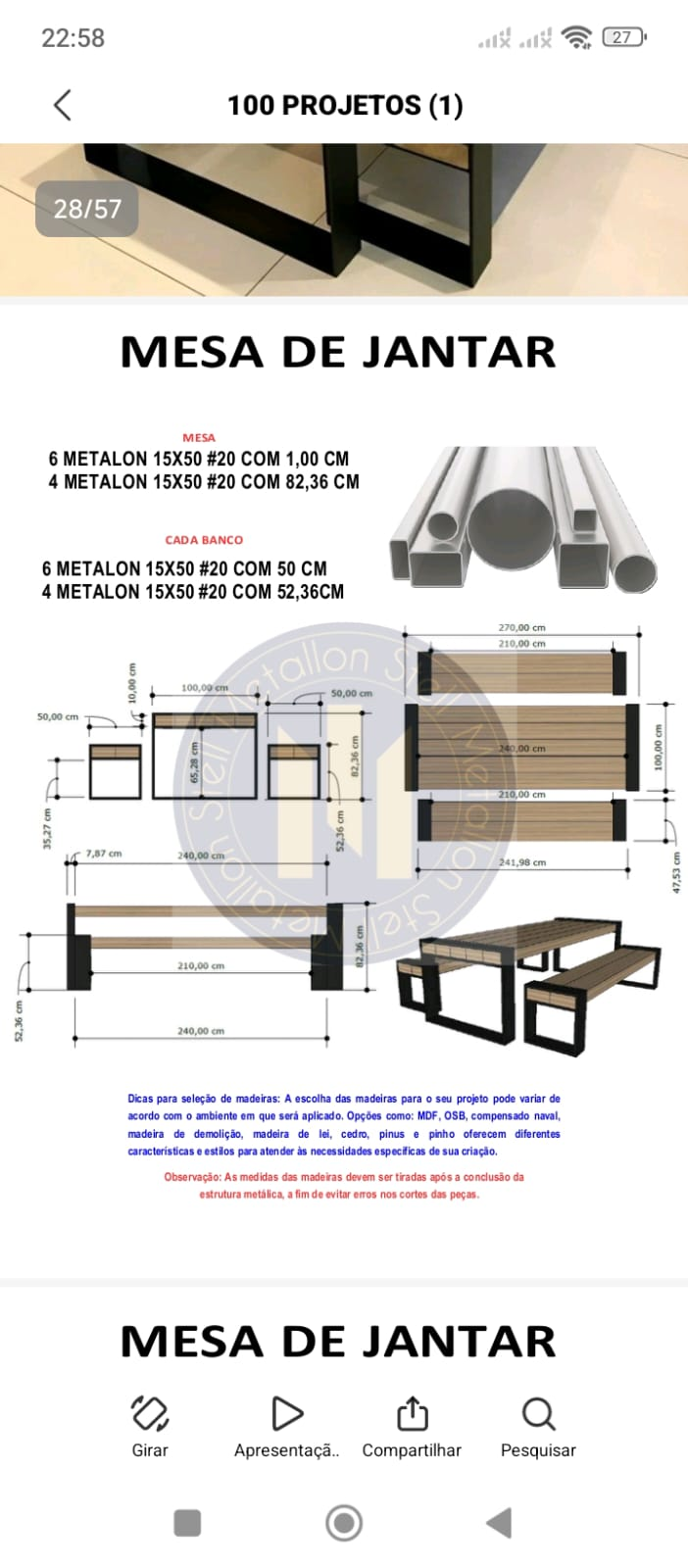 Projeto Mesa de Jantar